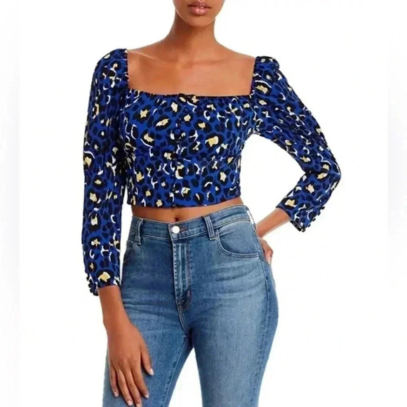 Rahi Chloe Animal Print Cropped Top Blouse. NWT. Size Small - Picture 1 of 5